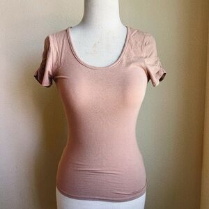 Bozzolo Scoop Neck Short Sleeve Top - Dusty Mauve
